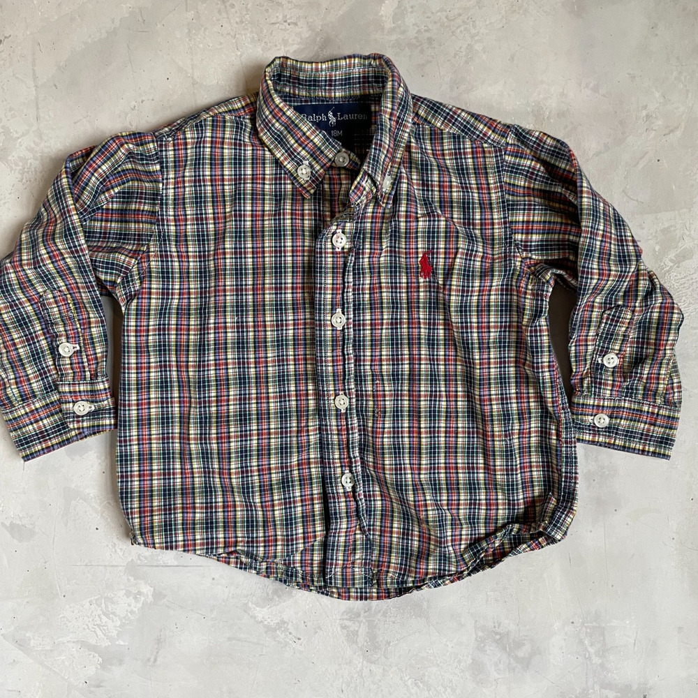 Ralph Lauren Baby Plaid Button Down Shirt 18M Classic Preppy Nantucket Academia